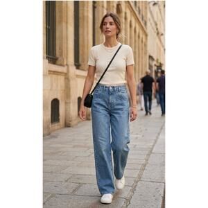 AG Jeans The Darted Aven High Rise Contour 360 Relaxed Straight Leg Jeans Sz 23